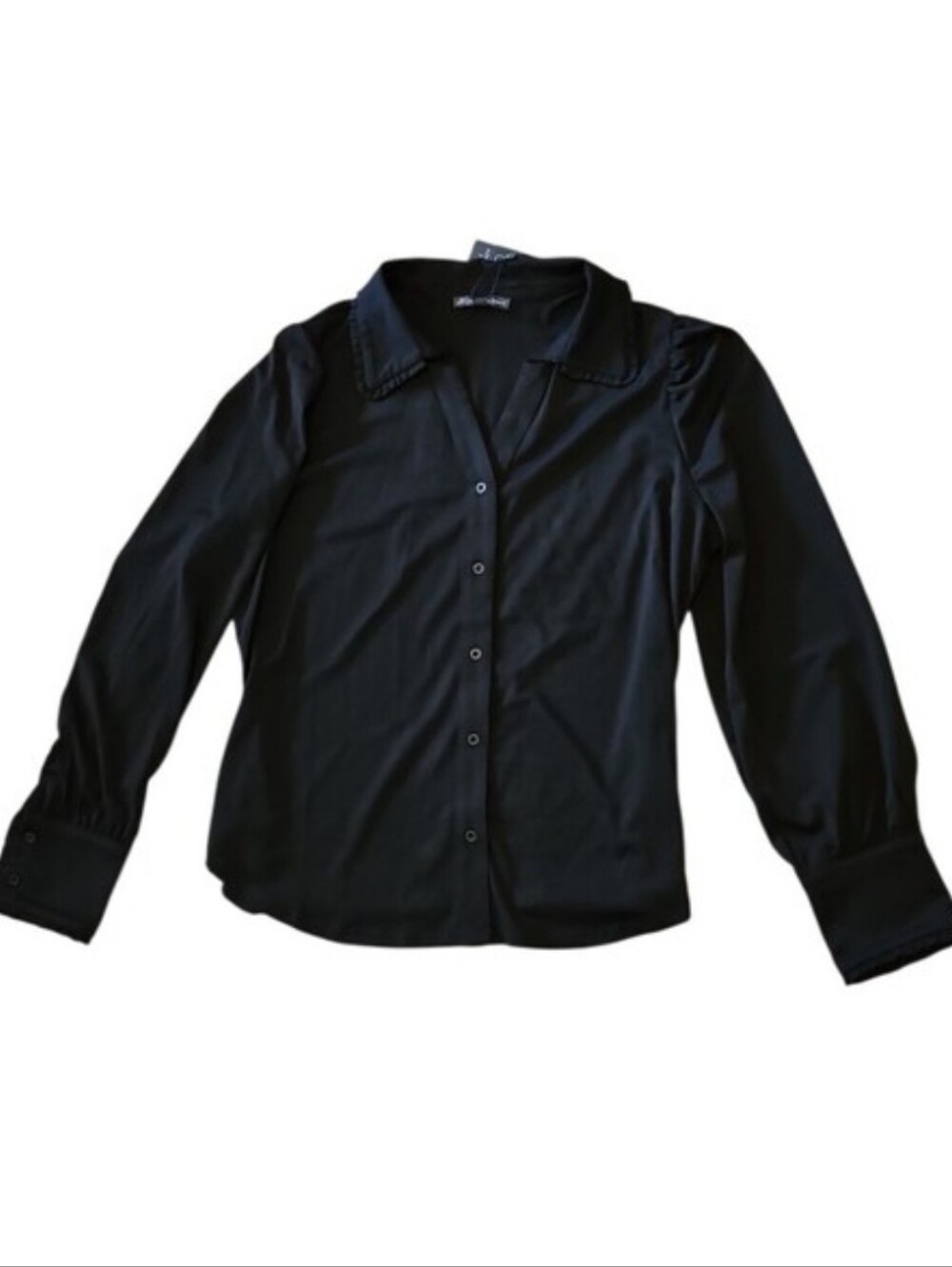 Black Button-Up Long Sleeve Blouse Adrianna Papell Size Medium Nwt